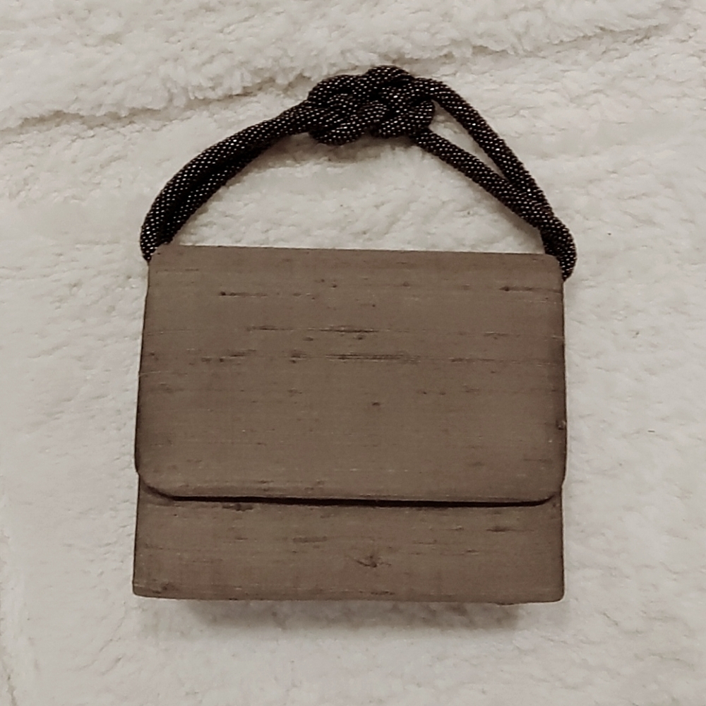 Adrienne Vittadini Mini Light Brown Handbag Clutch Purse w\ Bronze Beaded Strap